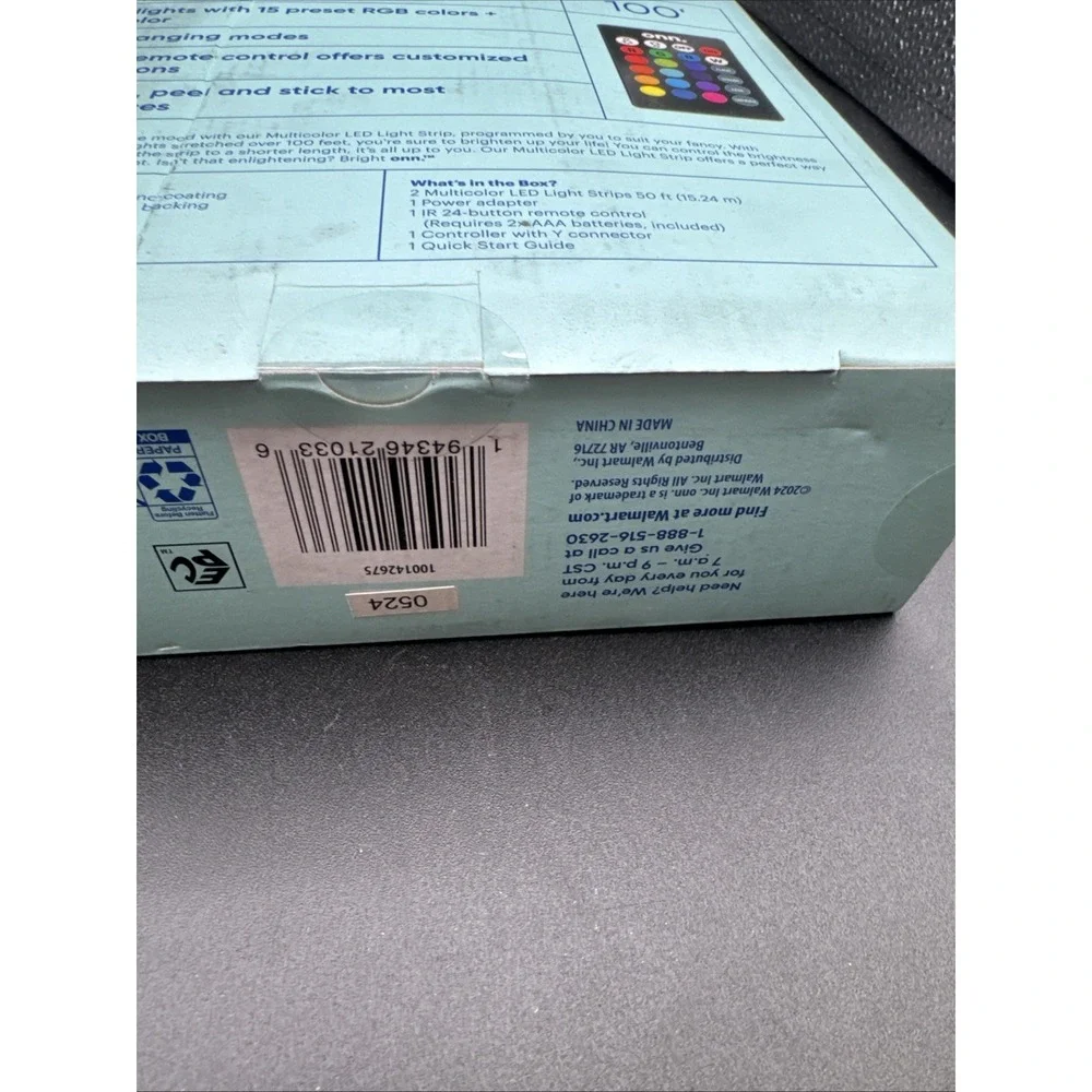 Lot Of 2 onn Multicolor LED Light Strip with Remote Control, 150' Total New
